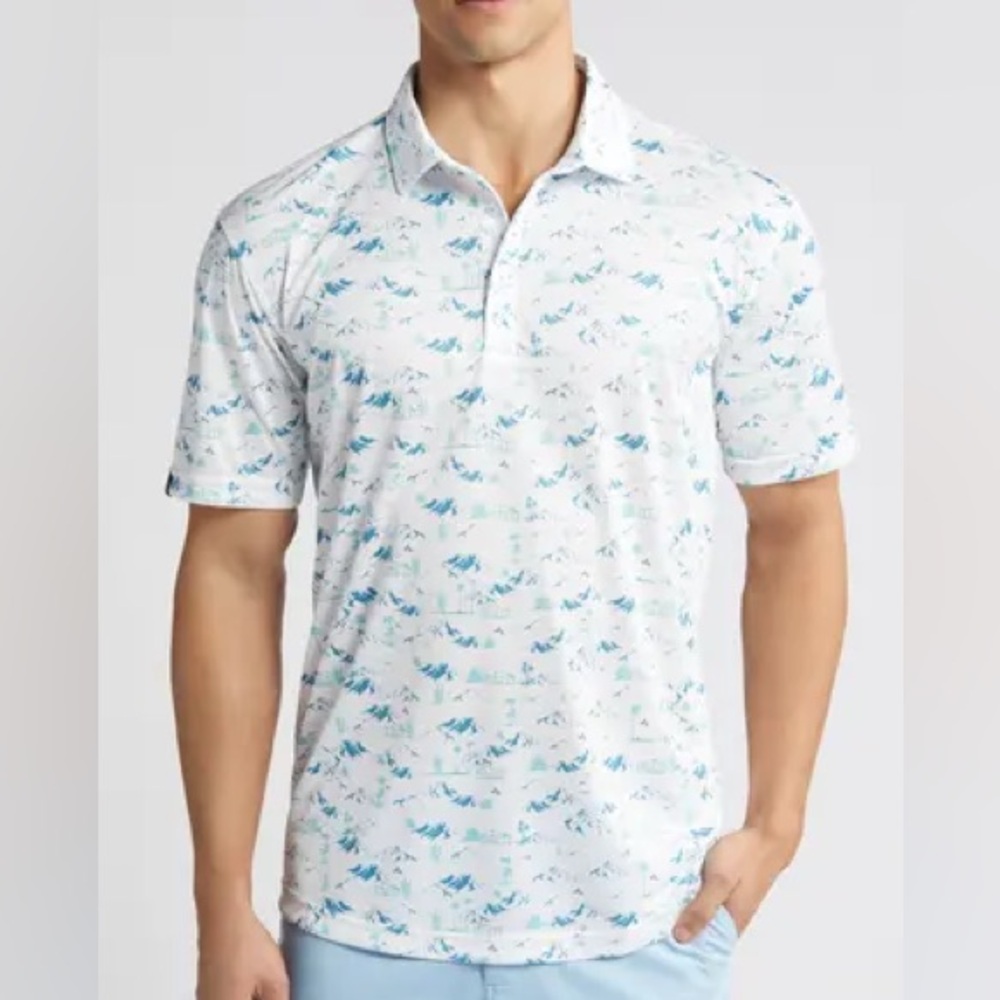Swannies Lawrence Mountain Print Golf Polo Size 2XL
